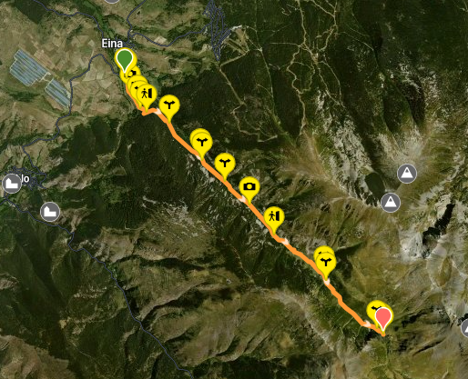 Fotografia satèl·lit de la ruta per la vall d'Eina